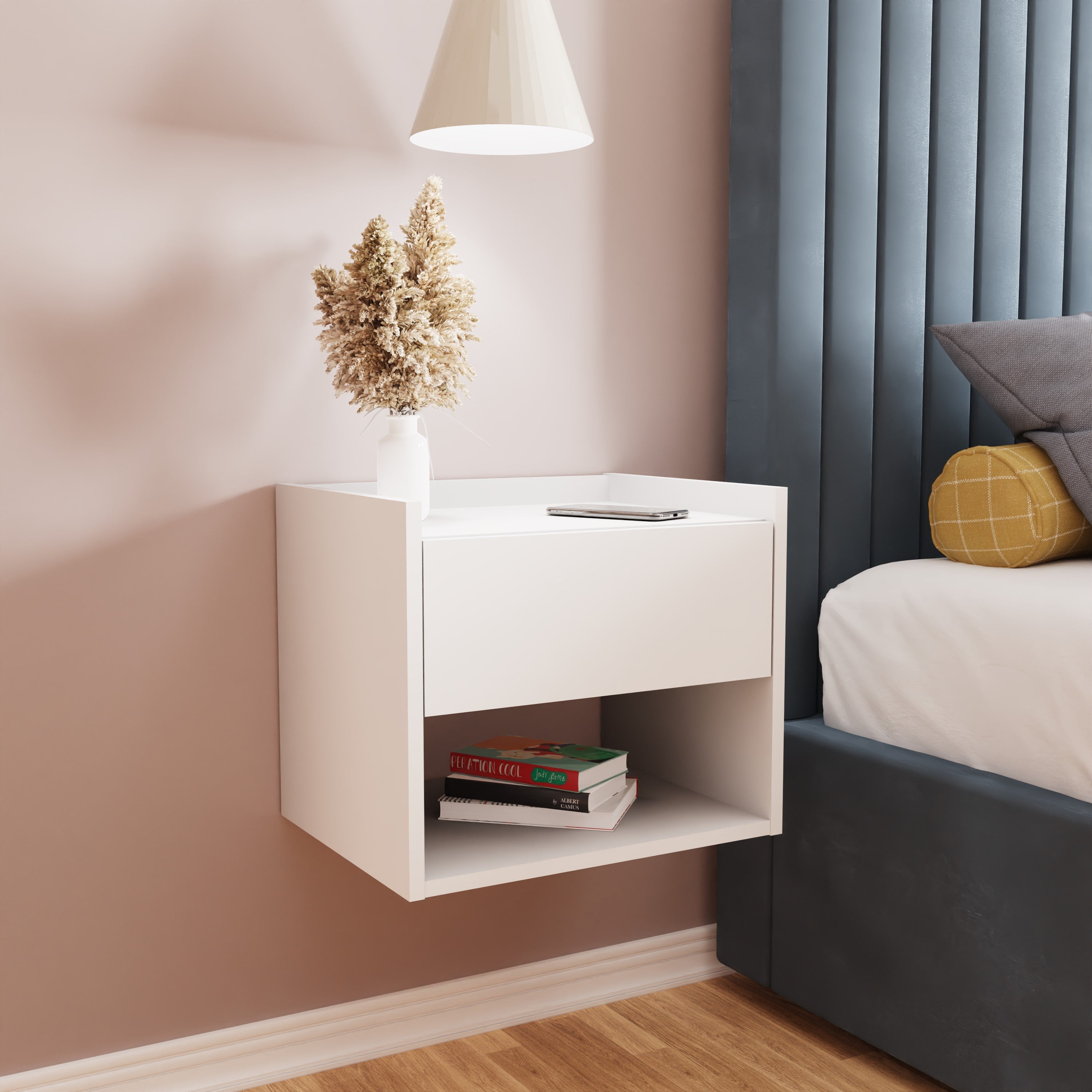 Harmony Wall Mounted Pair Of Bedside Tables White - GFW – GFW, view 2