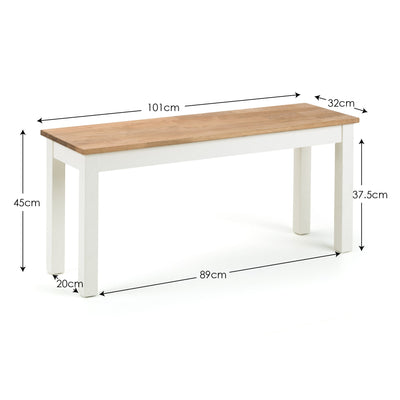 Coxmoor Ivory and Oak Rectangular Table and 2 Ivory and Oak Coxmoor Benches