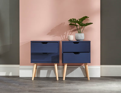 Nyborg Pair Of 2 Drawer Bedsides Nightshadow – Nightshadow