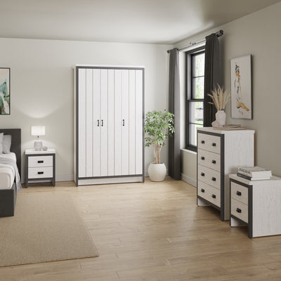 Boston 2 Drawer Bedside Table White – GFW, view 3