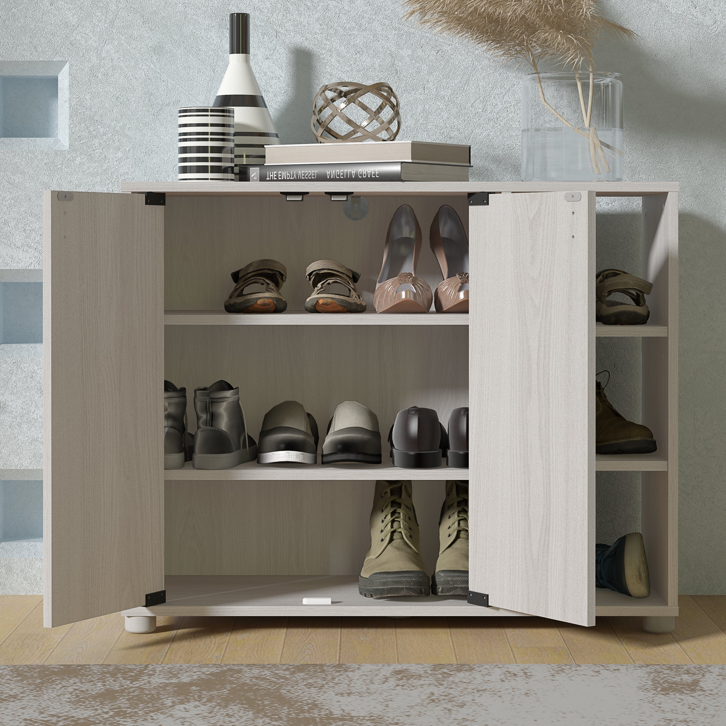 Bideford Shoe Cabinet Warm Grey Oak – GFW, view 4