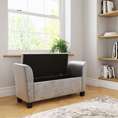 Verona Window Seat Grey Crushed Velvet – GFW, view 3