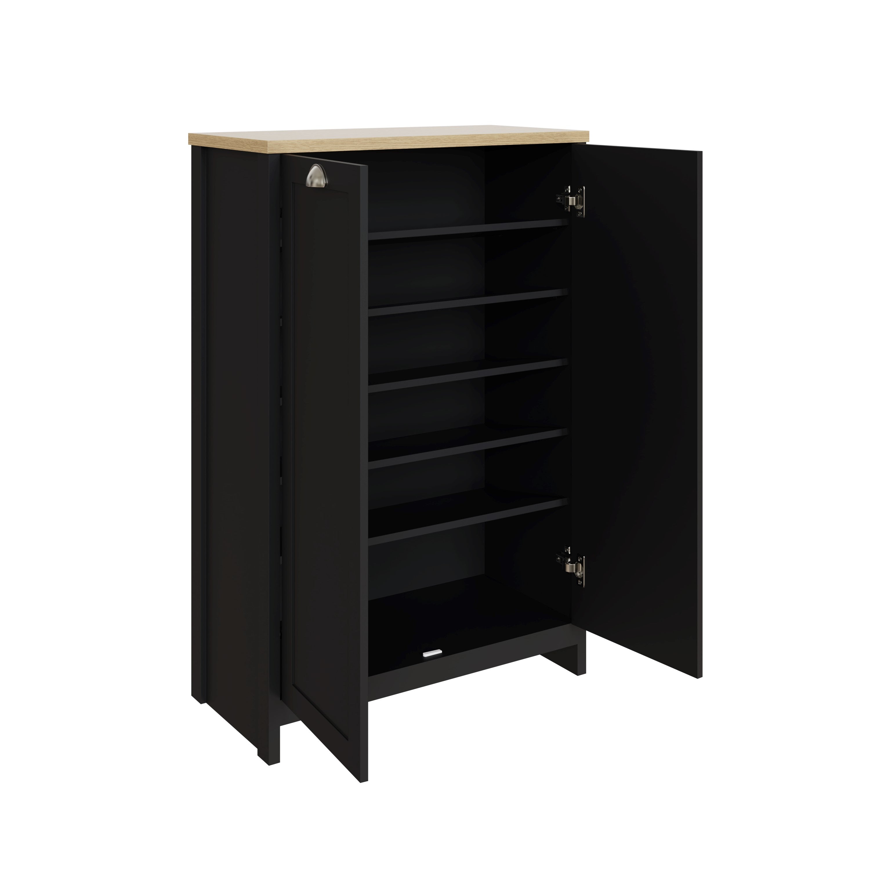 Lancaster 2 Door Shoe Cabinet Black – GFW, view 4