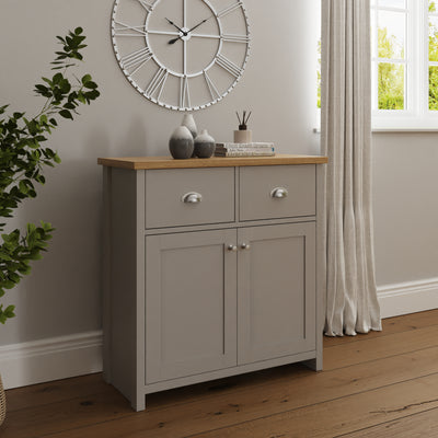 Lancaster Compact Sideboard – Grey & Oak