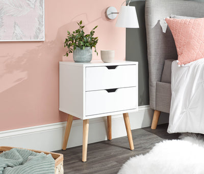 Nyborg Single 2 Drawer Bedside – White