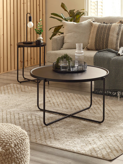 Sagrada Round Black Coffee and Lamp Table Set – Julian Bowen, view 2