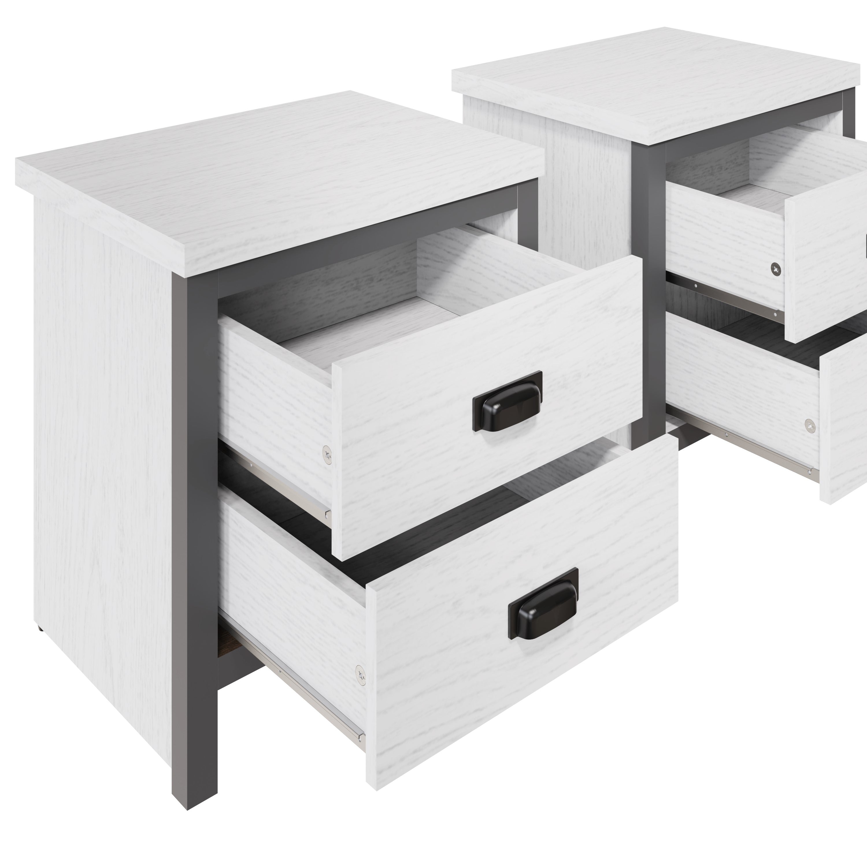Boston 2 Drawer Bedside Table Pair White – GFW, view 6