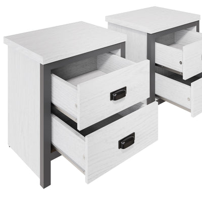 Boston 2 Drawer Bedside Table Pair White – GFW, view 6