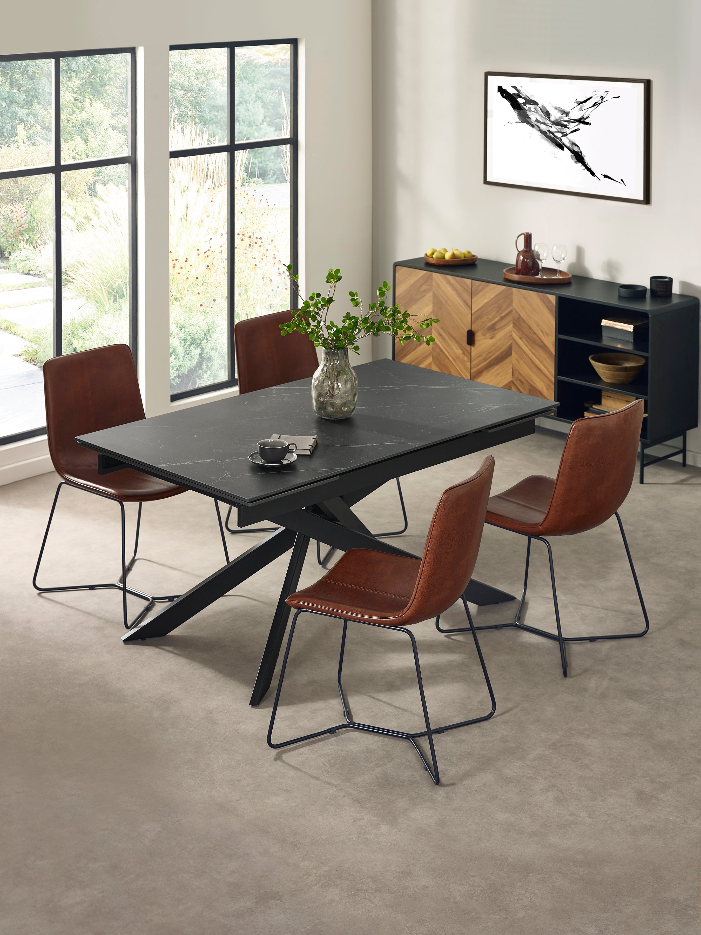 Joren Tan Brown PU Leather Dining Chairs (Set of 2) – Julian Bowen, view 10