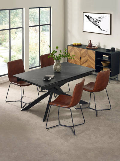 Joren Tan Brown PU Leather Dining Chairs (Set of 2) – Julian Bowen, view 10
