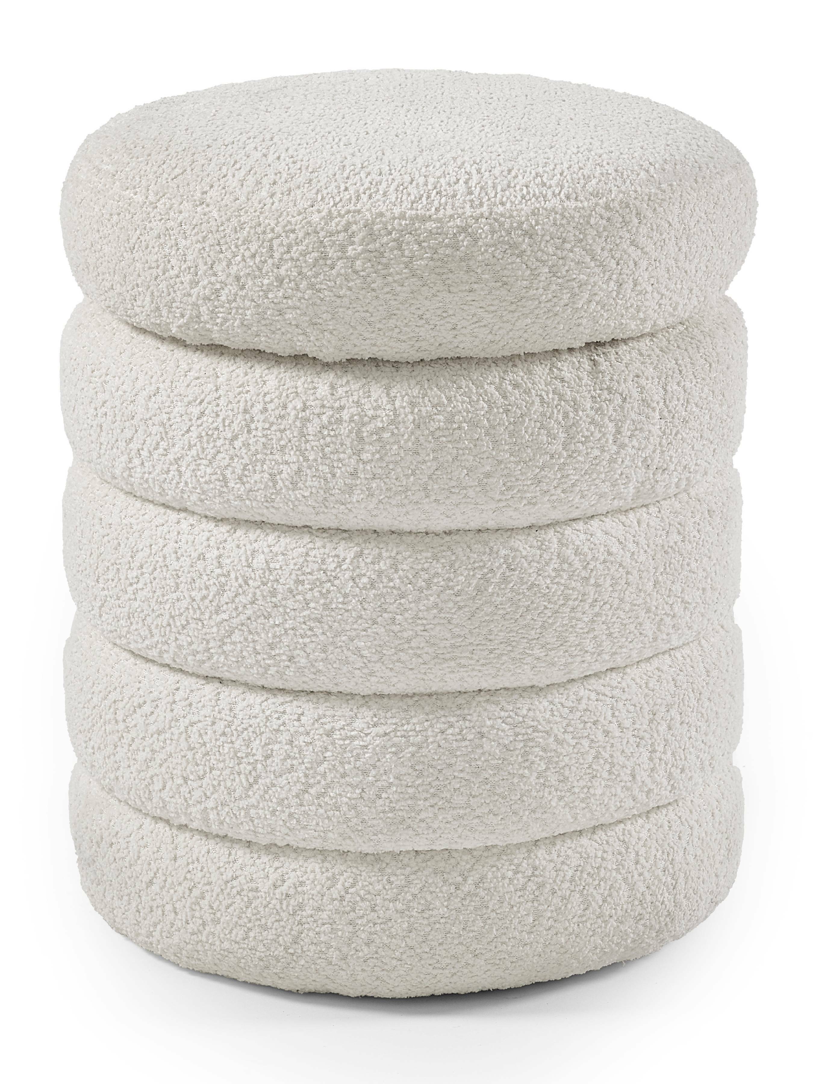 Hailey Ivory Boucle Upholstered 40cm Storage Stool – Julian Bowen