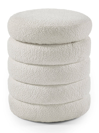 Hailey Ivory Boucle Upholstered 40cm Storage Stool – Julian Bowen