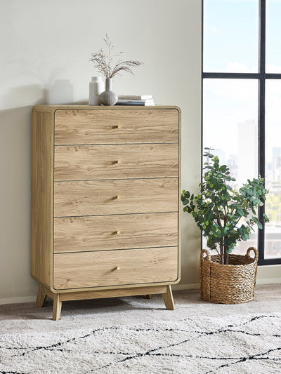 Ingrid 5 Drawer Chest Oak – Julian Bowen, view 2