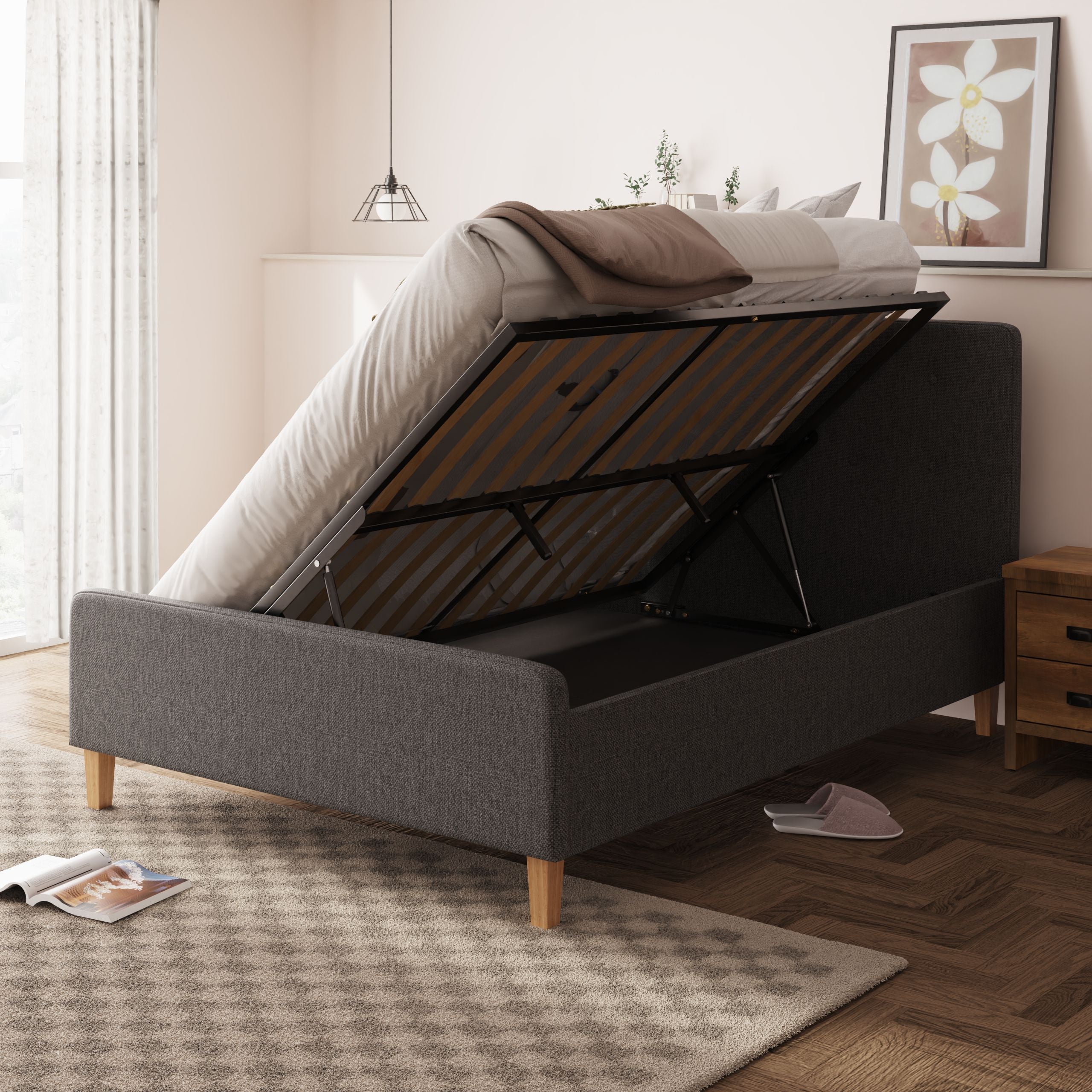 Ashbourne Ottoman Bed Dark Grey – GFW, view 23