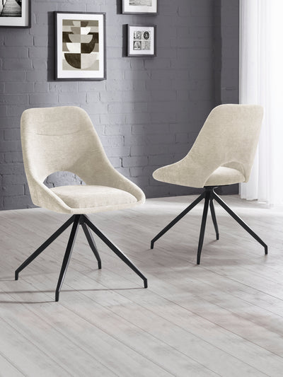 Jonah Cream Chenille Upholstered Dining Chairs (Set of 2) – Julian Bowen, view 11
