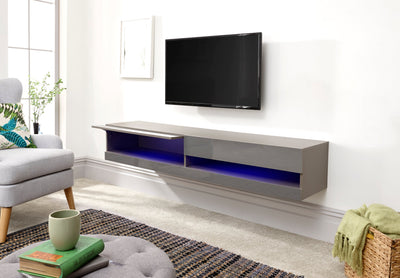 Galicia 150Cm Wall TV Unit With Led Grey – GFW, view 3