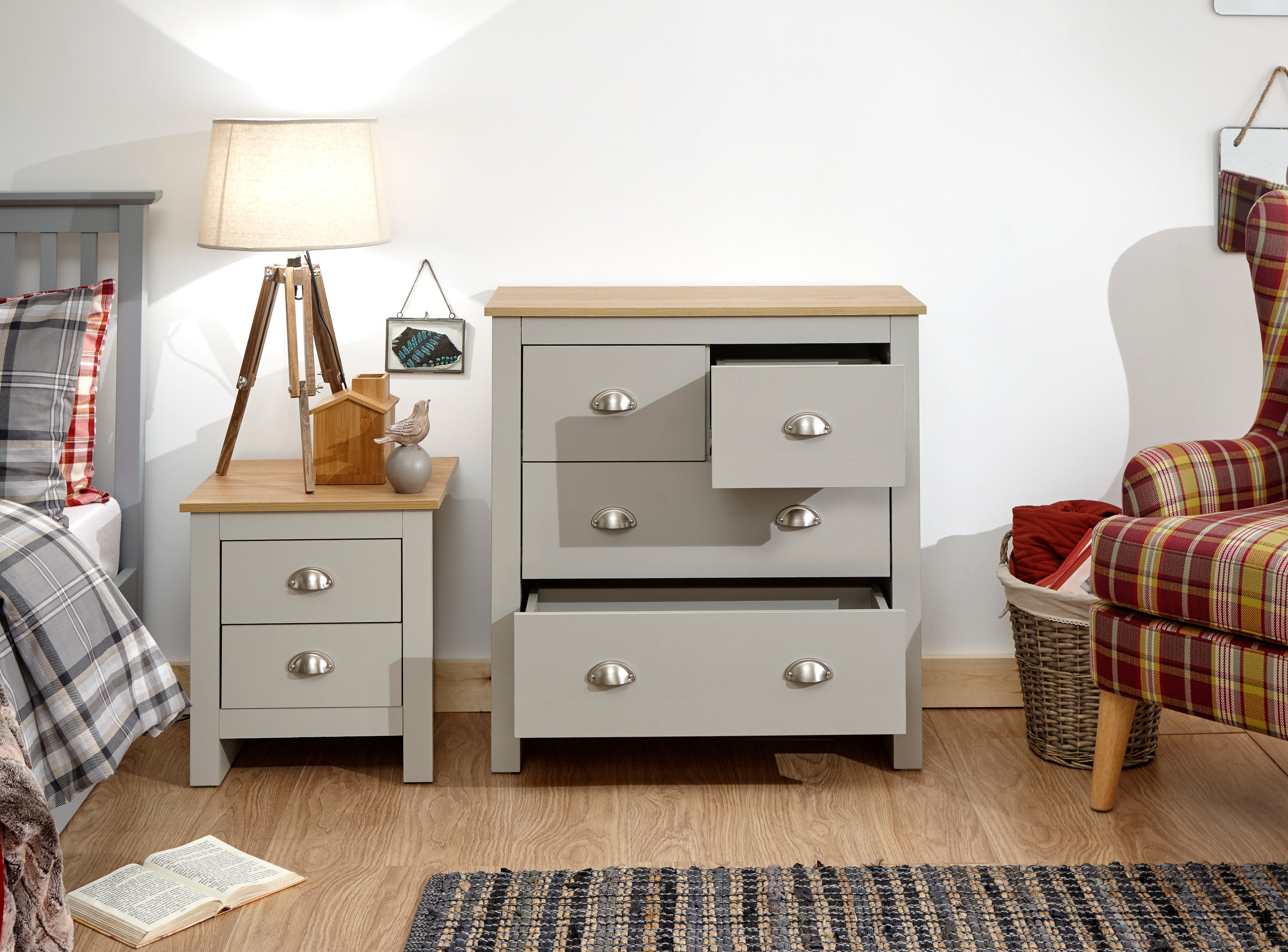 Lancaster 2+2 Drawer Chest Grey – GFW, view 5