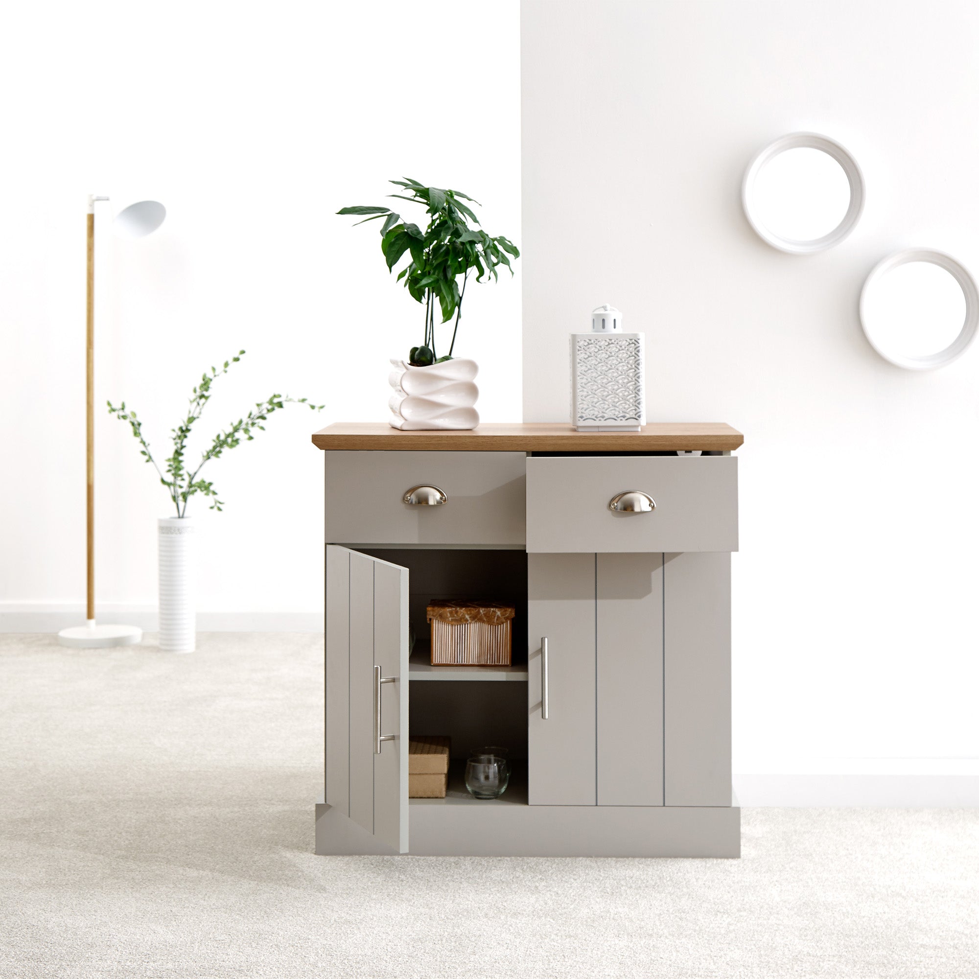 Kendal Compact Sideboard – Grey & Oak