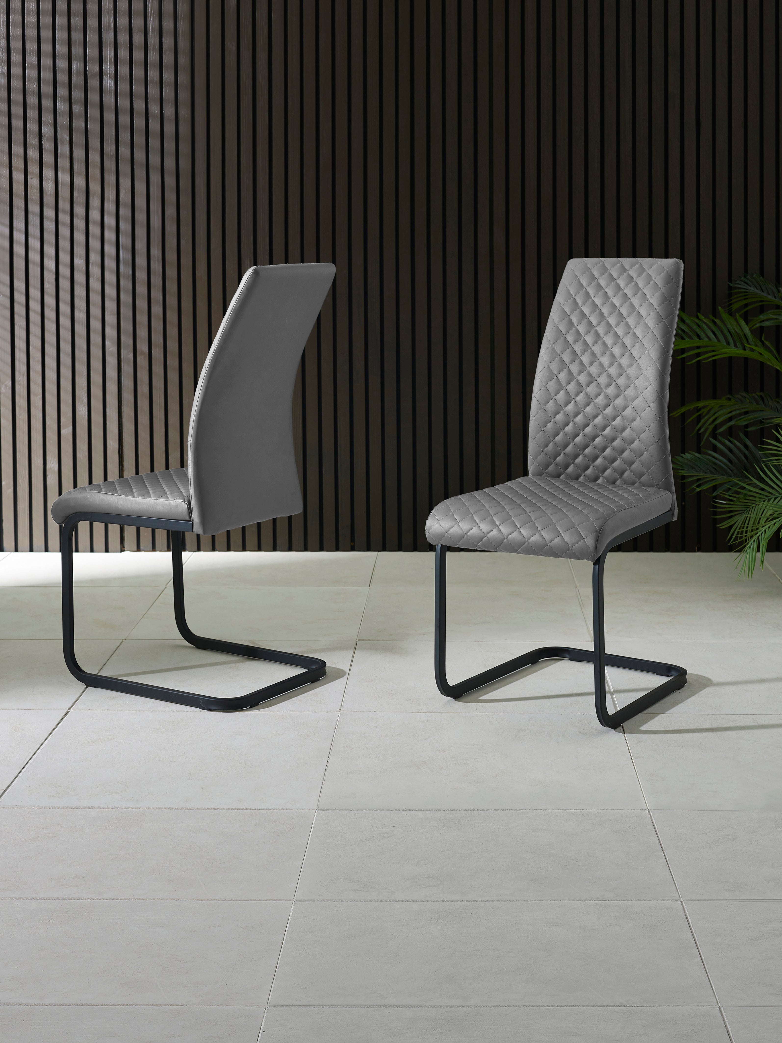 Xavier Grey Upholstered Cantilever Dining Chairs (Set of 4) – Julian Bowen, view 2