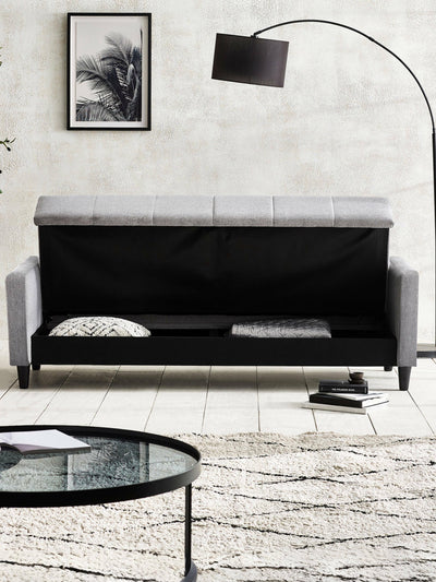 Alfie 3 Seater Grey Linen Storage Sofabed – Julian Bowen, view 17