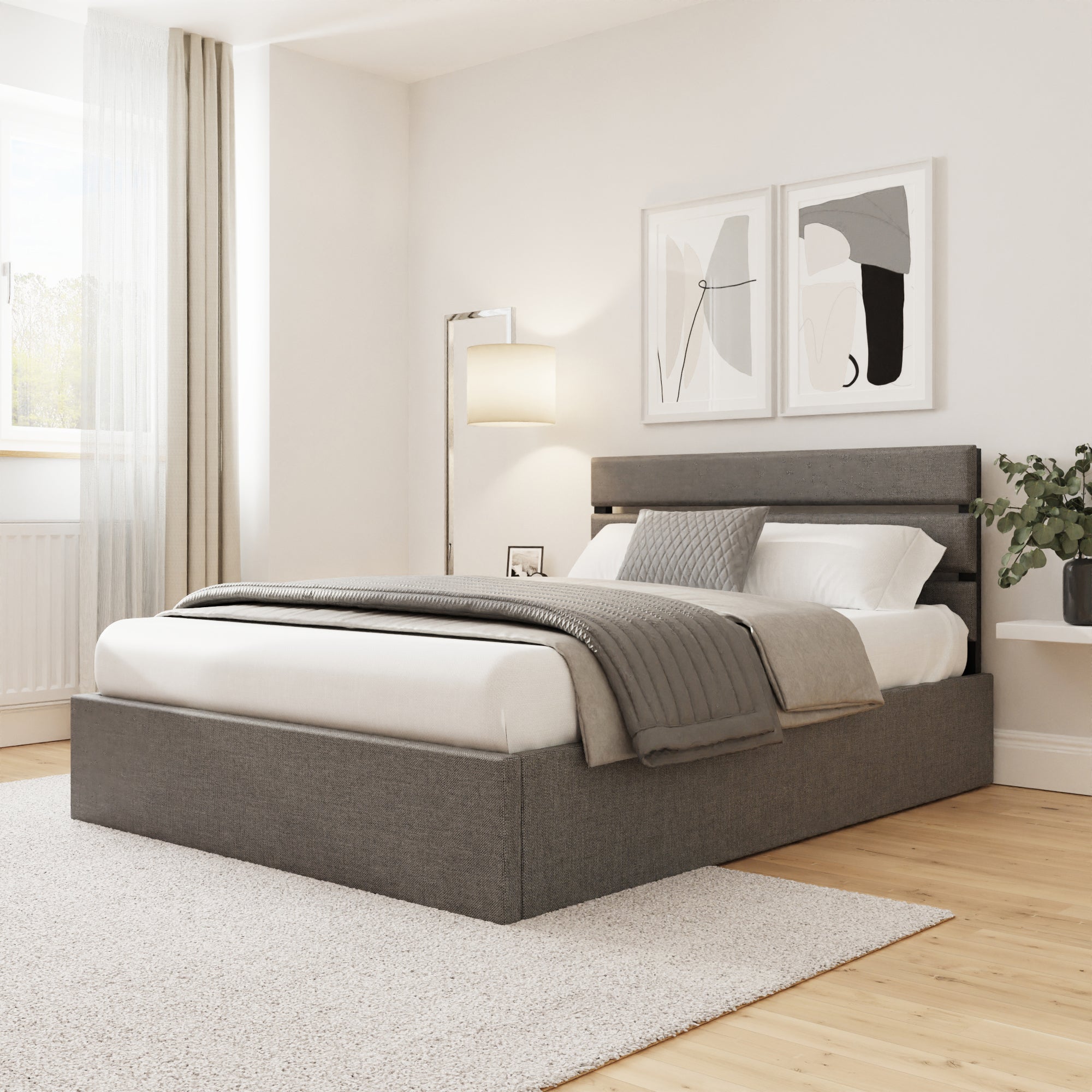 Hudson 120cm End Lift Ottoman Bed – Grey