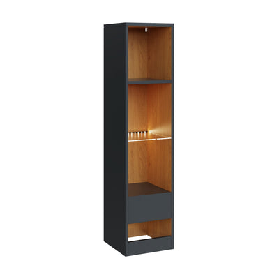 Leon Tall Shelf Unit With LED Anthracite/Oak – GFW, view 6