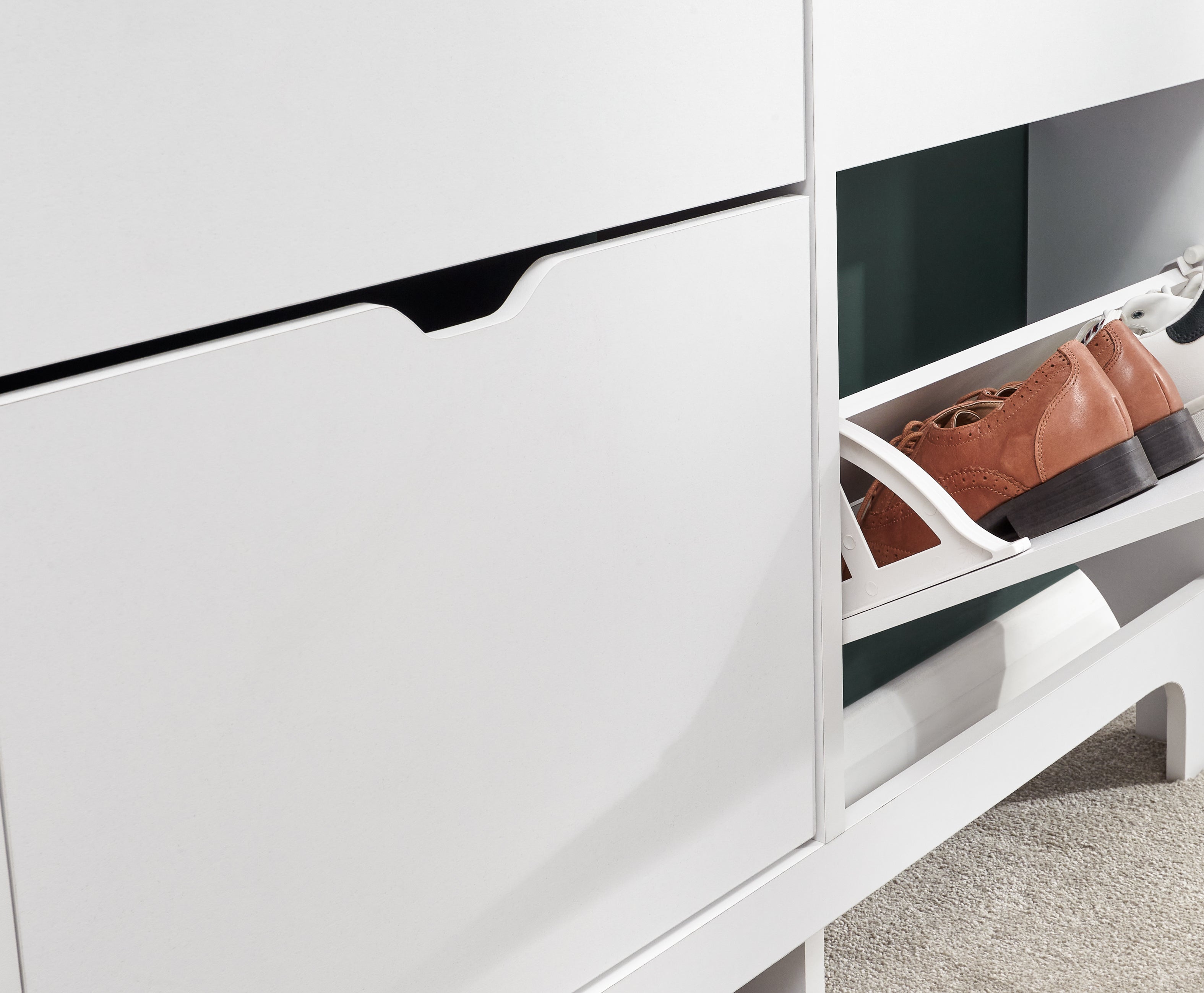 Narrow 4 Drawer Shoe Cabinet – White