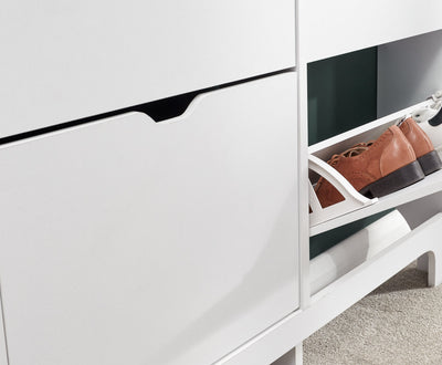 Narrow 4 Drawer Shoe Cabinet – White