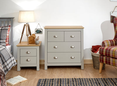 Lancaster 2+2 Drawer Chest Grey – GFW, view 3