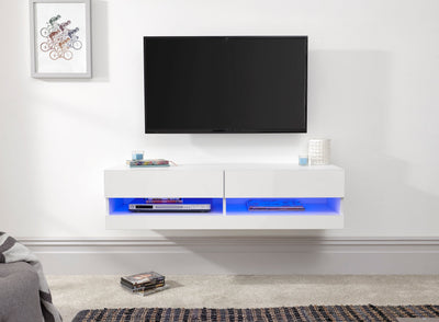 Galicia 120Cm Wall TV Unit With Led White – GFW, view 8