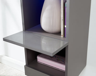 Galicia Tall Shelf Unit With Led Grey – GFW, view 7