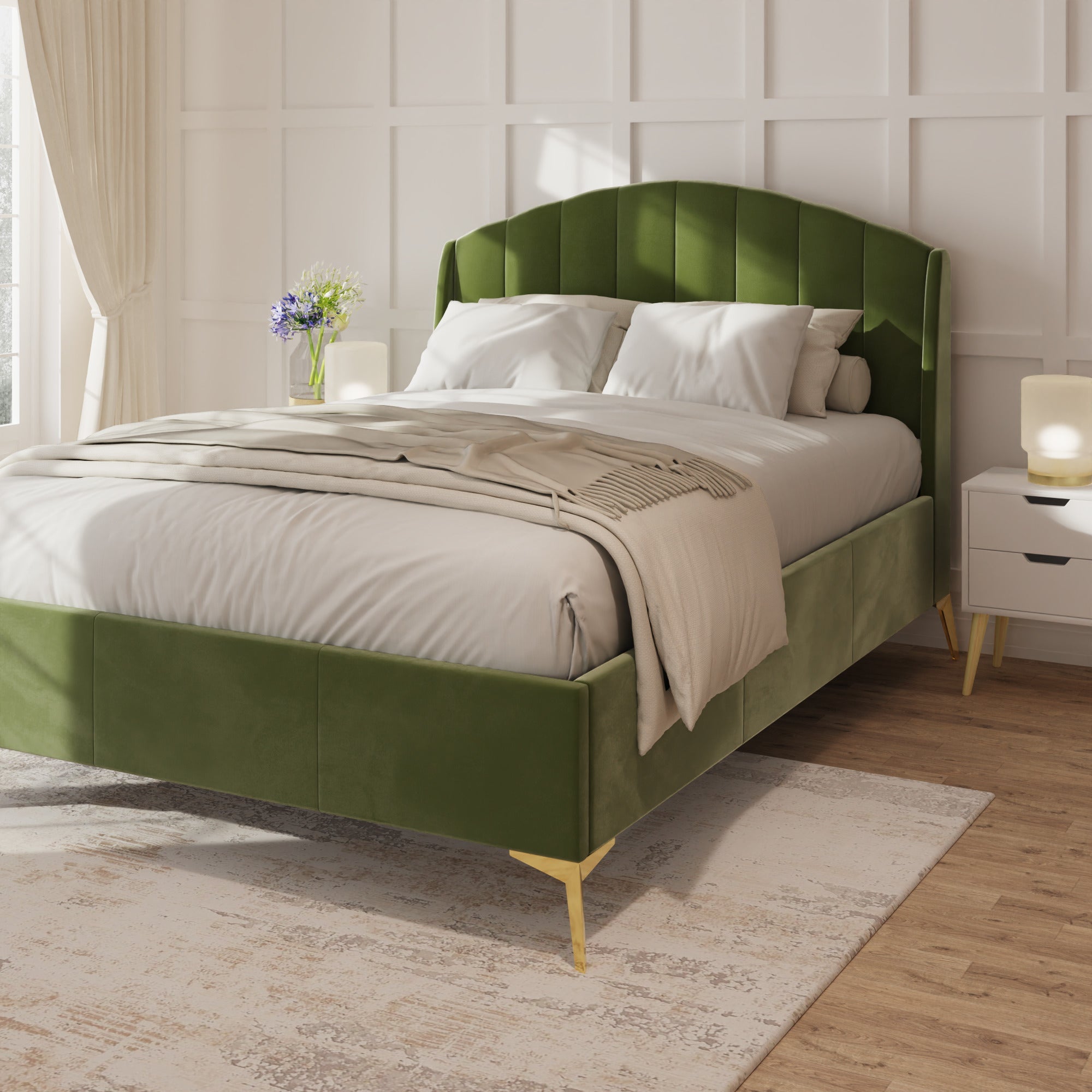 Pettine End Lift Ottoman Bed - Green – GFW, view 2