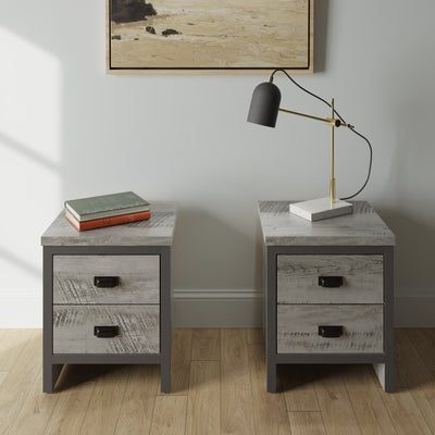 Boston 2 Drawer Bedsides Table In Grey (Pack of Two) – GFW, view 2