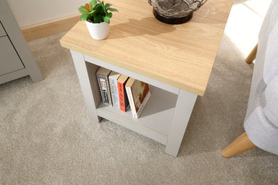 Lancaster Side Table With Shelf Grey – GFW, view 6