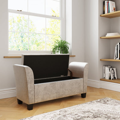 Verona Window Seat Oyster Crushed Velvet – GFW, view 3