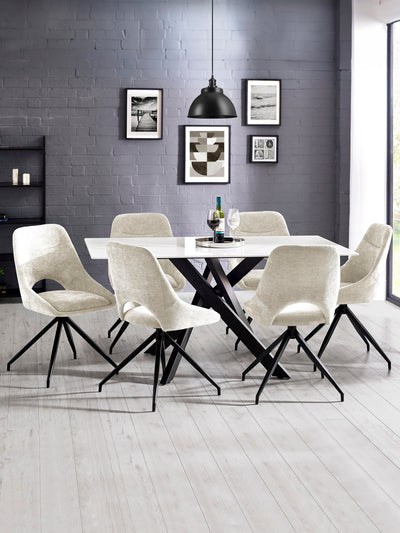 Jonah Cream Chenille Upholstered Dining Chairs (Set of 2) – Julian Bowen, view 2