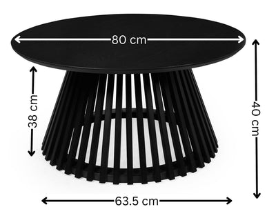Ollie Black 80cm Round Coffee Table – Julian Bowen, view 3