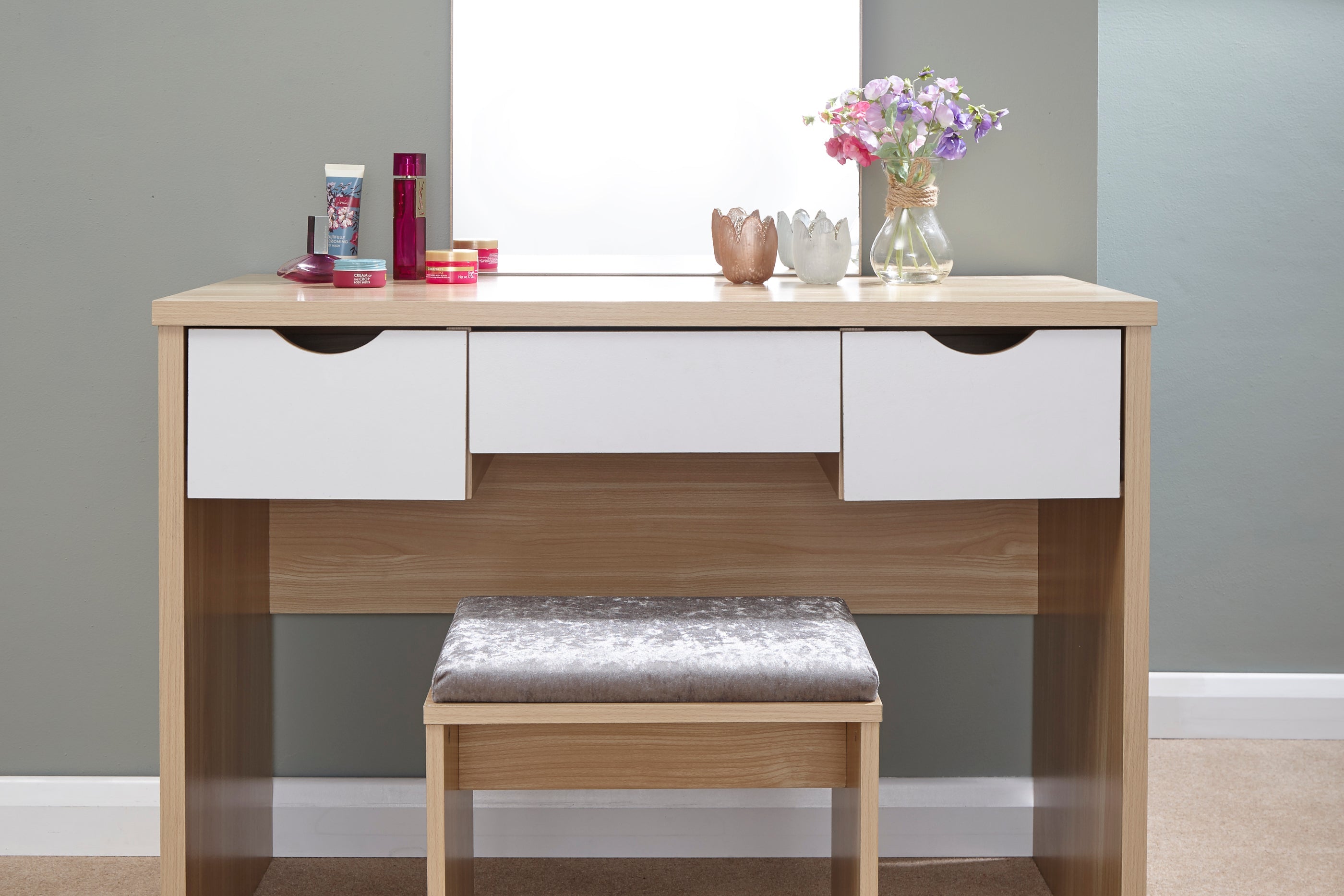 Elizabeth Dressing Table Set – Oak & White