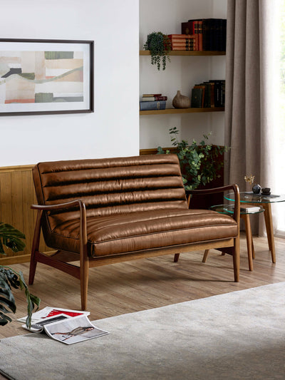 Marshall 2 Seater Sofa - Brown Faux Leather – Julian Bowen, view 13