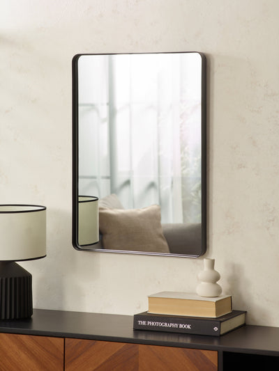 Jaya Black Frame Rectangular Wall Mirror – Julian Bowen, view 2