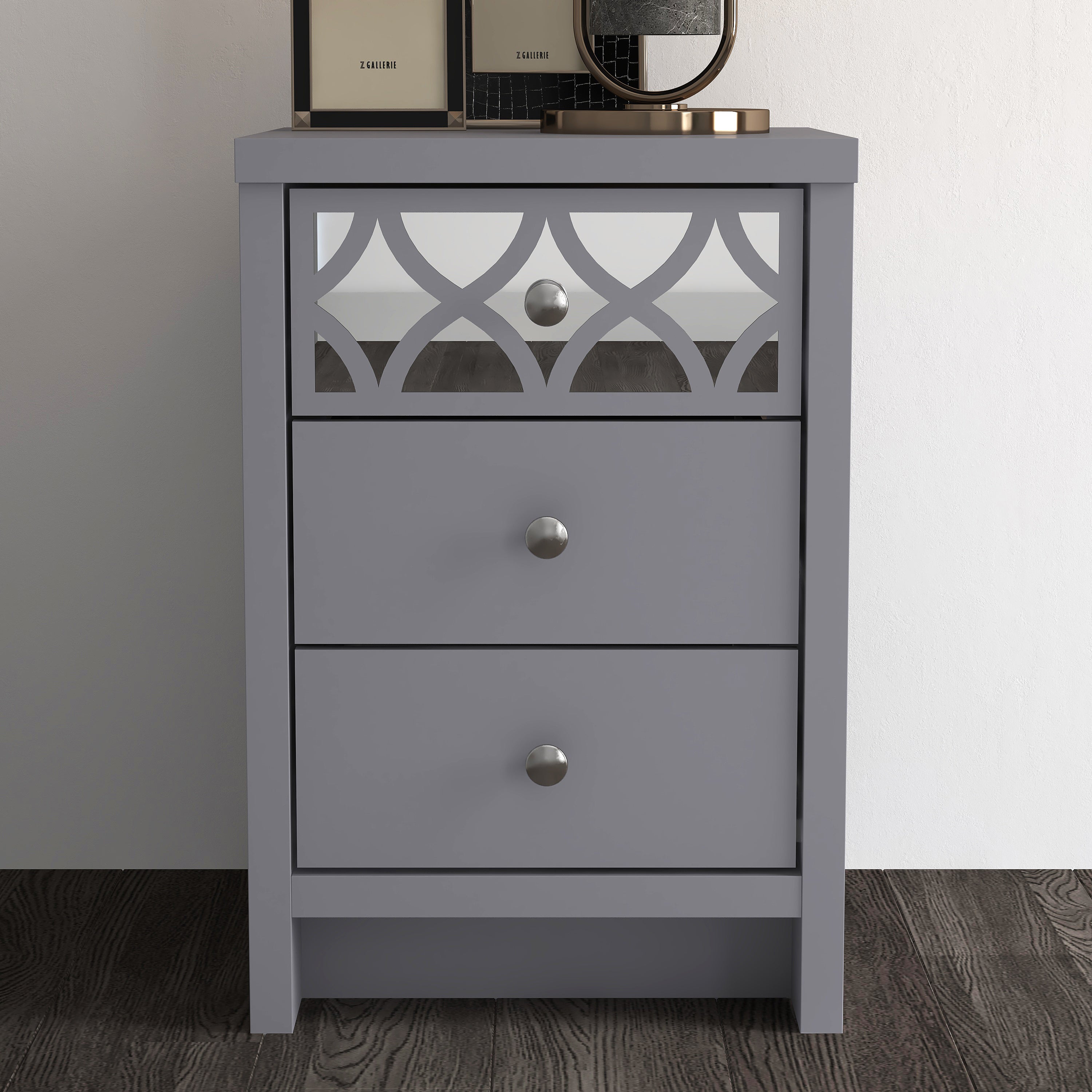 Arianna 3 Drawer Bedside Table – Cool Grey